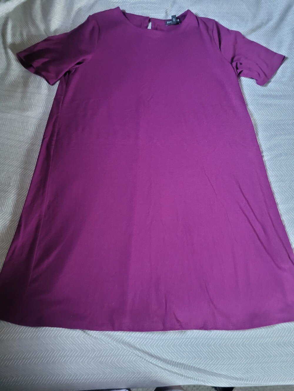 Eileen Fisher Dress Purple Shortsleeve Swing Dress Petite Medium